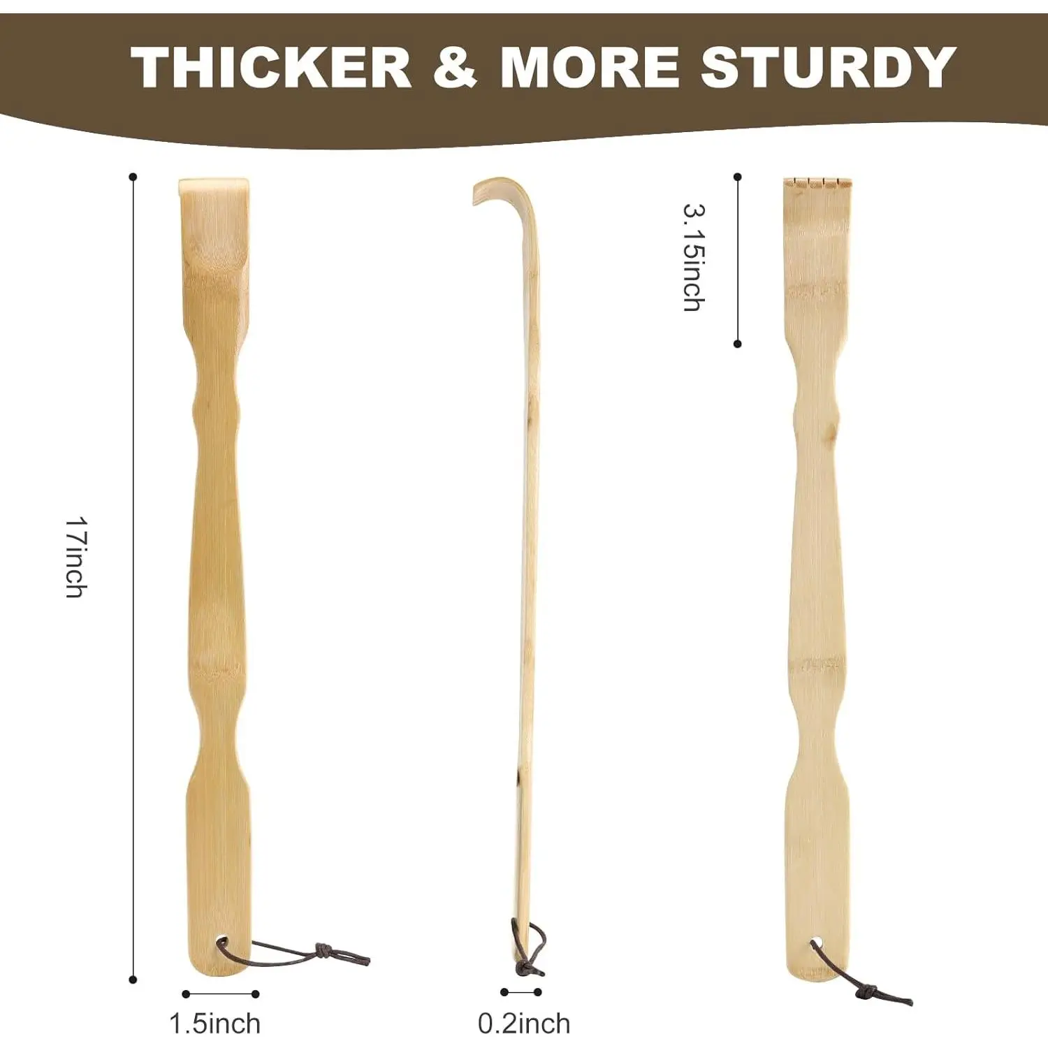 Smooth Natural Bamboo Wooden Backscratcher with Handle - Back Brush, Relaxation Aid, Home Supplies, Gift for Friends, Festive Party Accessory for Adults and Pregnant Women