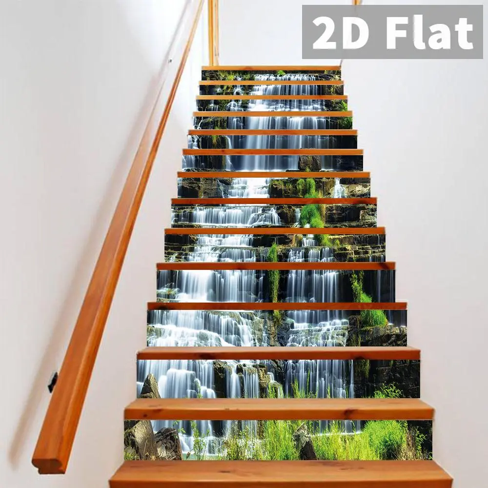 13 Pieces Modern Style Staircase Stickers, Decorative Stickers, Adhesive Decals, Waterproof PVC Self-Adhesive Detachable,DIY Staircase Decoration Stickers 7.08 * 39.37 Inches,Artistic Staircase Decoration Stickers, Wall Decor