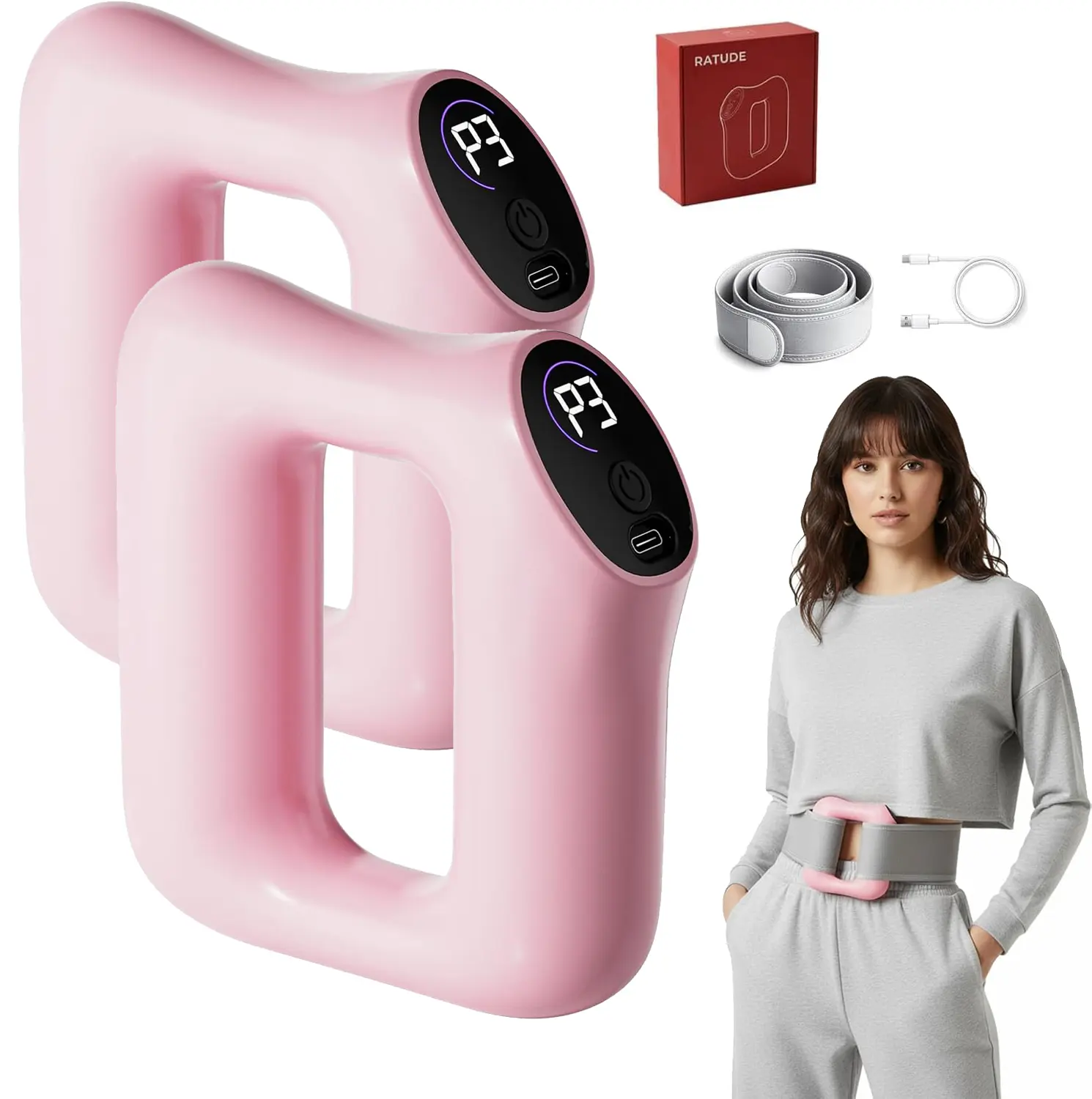 Upgraded R10 Mini Plastic Fascia Ring Waist & Back Massager - 5-Speed Rechargeable Cordless, Heat & Shiatsu Functions, Lightweight, Adjustable Strap (Fits Up to 55in Waist), Ideal Parent Gift