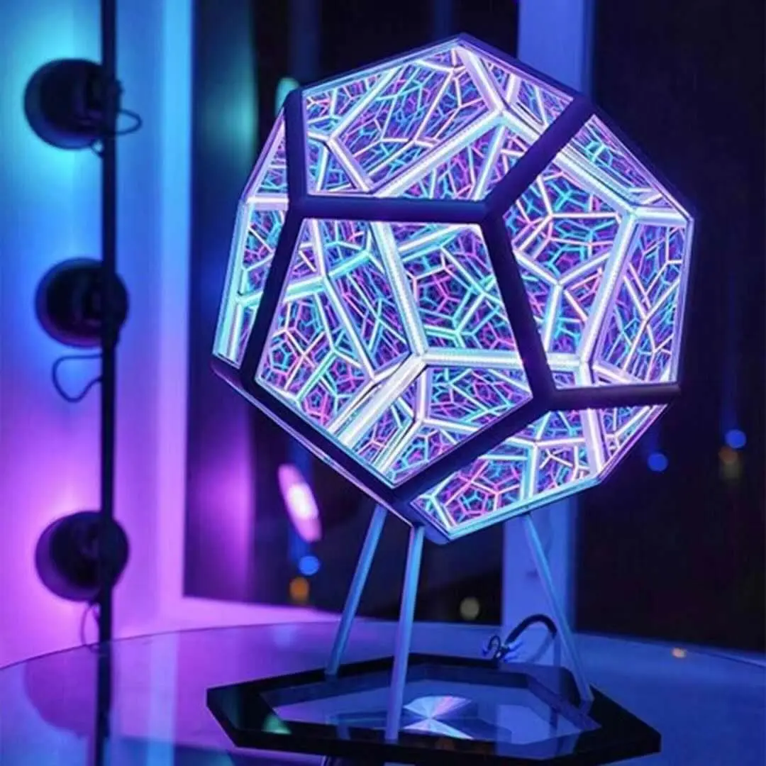 Dodecahedron Game Lamp, Infinite Colorful LED Mood Lighting, Ambient LED Lighting, USB Powered Decorative Nightlight, Multi-Color LED for Bedroom Living Room Home Desk Decoration, Decorative Atmosphere Lamp