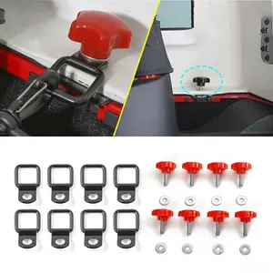 8-Pieces Metal Car Interior Accessory, Hardtop Removal Thumb Screws & D-Ring Tie Down Anchors for 2007+ Jeep Wrangler JK/JL Series 2-Door Vehicles, Quick Fitment Fasteners & Clips
