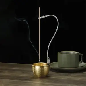 Copper Incense Burner, Adjustable Height Incense Holder, Portable Scented Incense Holder for Home Office Meditation Yoga, Aroma, Bakhoor Burner