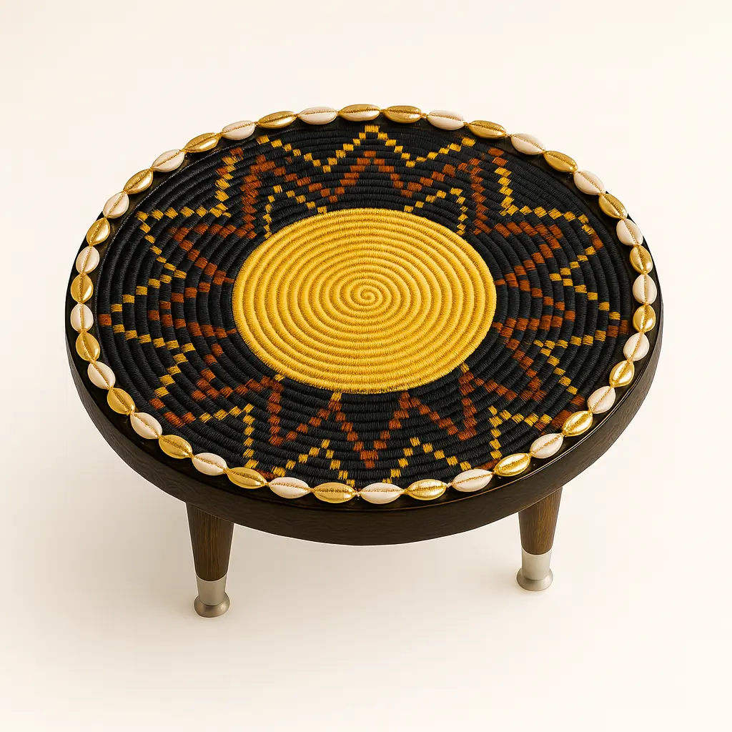 Handcrafted Ethiopian Rekebot – Golden Sunburst on Black