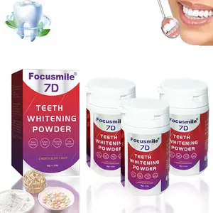 Focusmile 7D Purple Teeth Whitening Powder Teeth Whitening Toothpaste Powder Natural Teeth Whitening Powder-Fresh Mint Tooth Stain Remover Deep Clean Teeth Brightening Basic Cleaning Effect Freshens Breath
