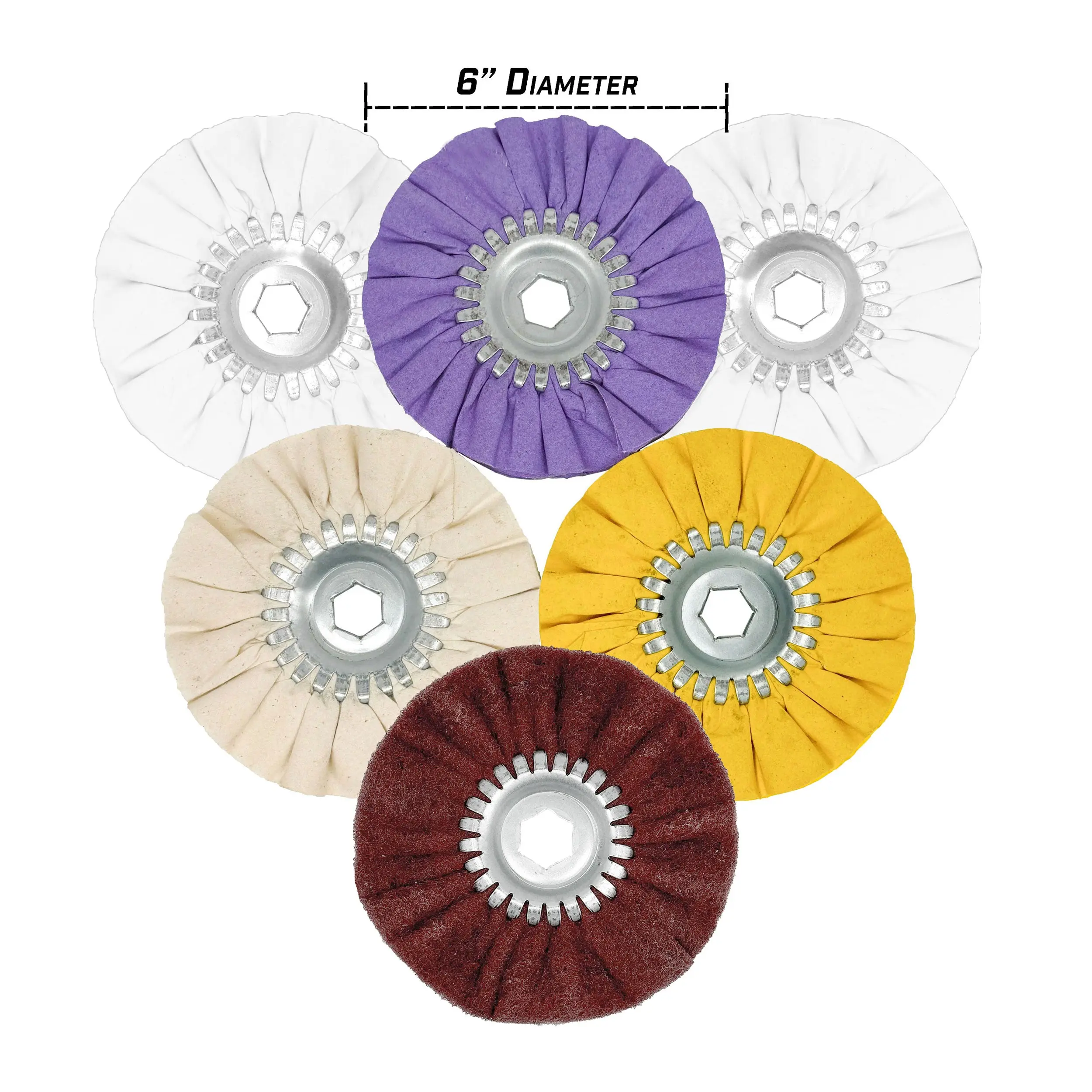 Renegade Products 6" Mini Airway Buffing Wheels – Small Diameter Buffs for Metal Polishing Aluminum & Stainless Steel | Perfect for Tight Areas & Detail Work
