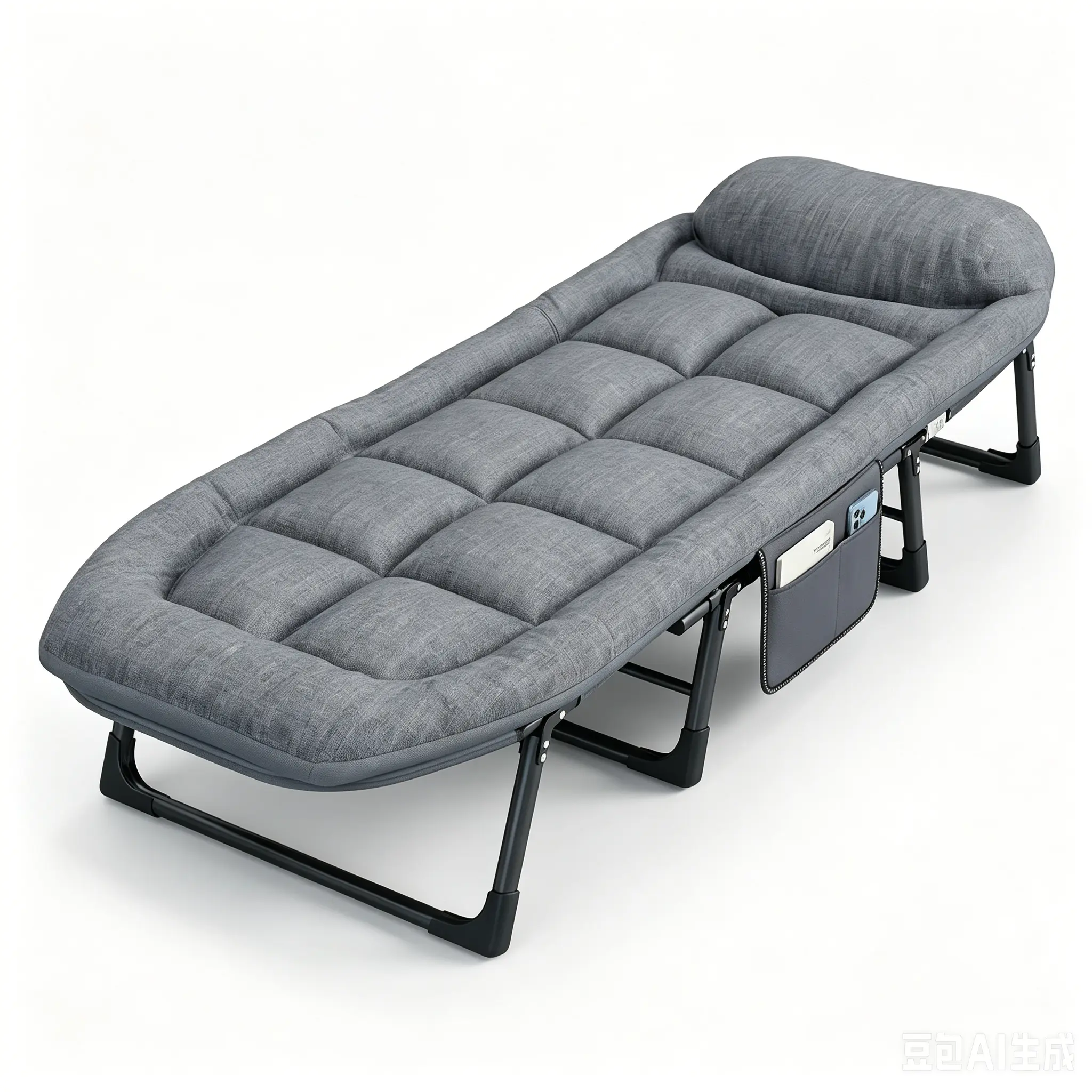 SummerVibes 6-Position Adjustable Folding Bed - Modern, Single User, Sturdy Steel Frame, Soft Padded Mattress, Metal & Foam Construction, Multiple Pos., Easy to Carry for Office Naps, Outdoor Camping