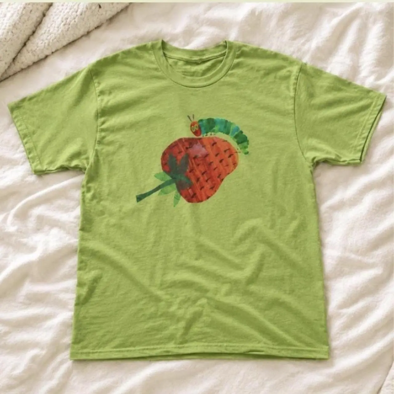 The Very Hungry Caterpillar T-shirt Vintage Caterpillar Strawberry Graphic Tee, Retro Shirt, Loose Fit Unisex Top