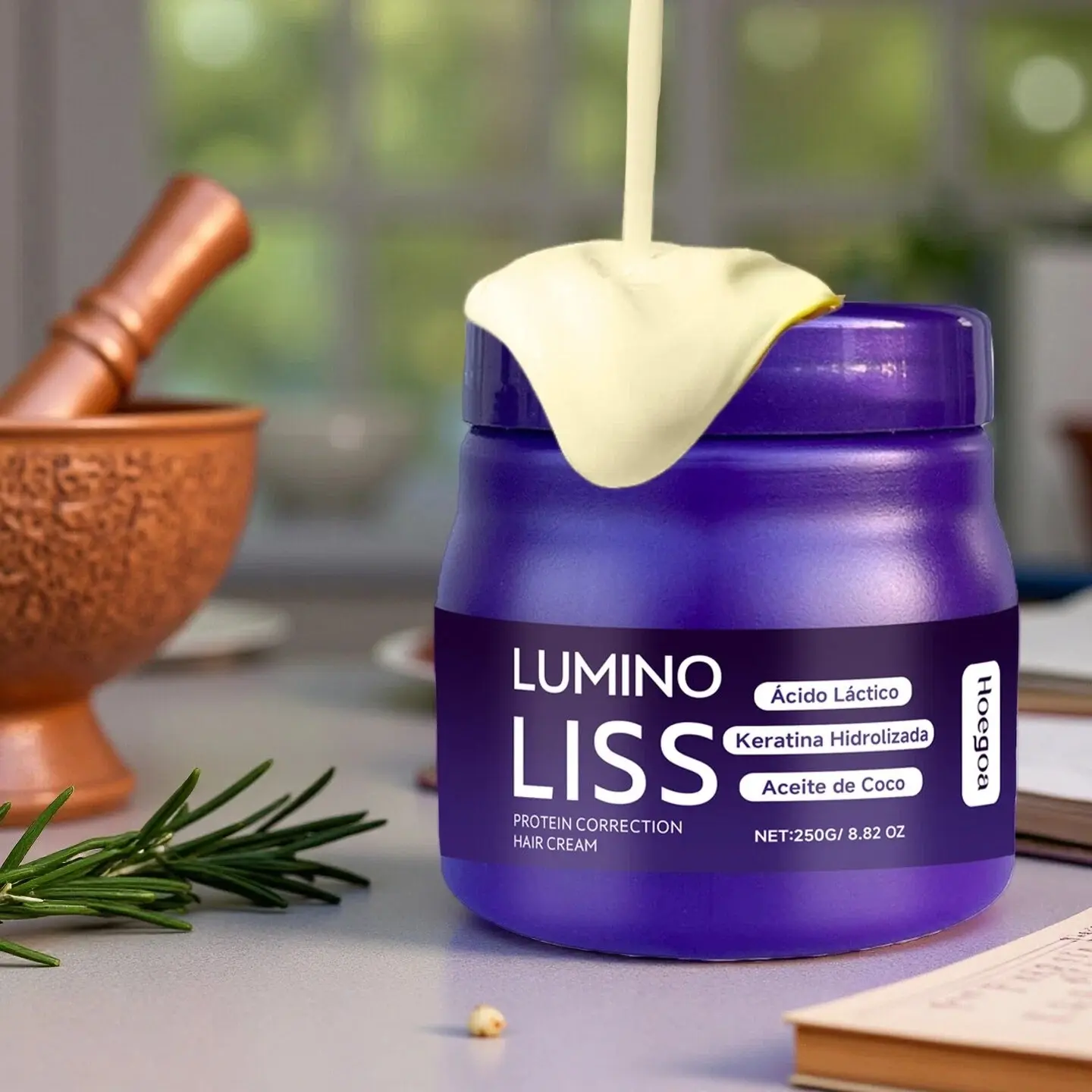 Protein Straightening Cream Haircare with Coconut Oil, Coconut Oil Formula, Natural Nourishing Ingredients, Smooth Hair, Silky and Durable Hairstyle, Atmosphere Enhancing, Long Lasting Haircare, Nourishing Hair Treatment, Hair Care Products
