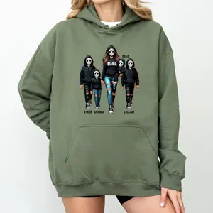 Personalized Halloween Mama Hoodie, Custom Kids Names Sweatshirt, Spooky Mom Hoodie, Matching Family Halloween Shirt, Gift for Mom, Spooky Mama Shirt