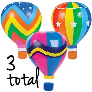 🎈 Inflatable Hot Air Balloons – Set of 3 Colorful Party Props