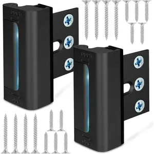 Home Security Door Reinforcement Lock, Upgraded Front Door Locks for Safety Withstand 800 lbs, Child Proof Door Lock, Extra Door Lock from Inside Prevent Unauthorized Entry (2 Pack, Black)