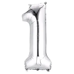 Number 1 Silver Foil Balloon 14" in each. 35008-14