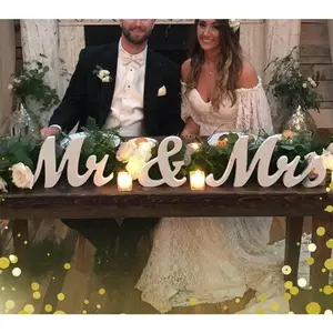 Mr and Mrs Sign - Rustic Wooden Freestanding Letters Signs for Wedding, Photo Props & Party Decor - White for Just Married Anniversary Gifts Decoration Decorative Signage Nameplate Customized