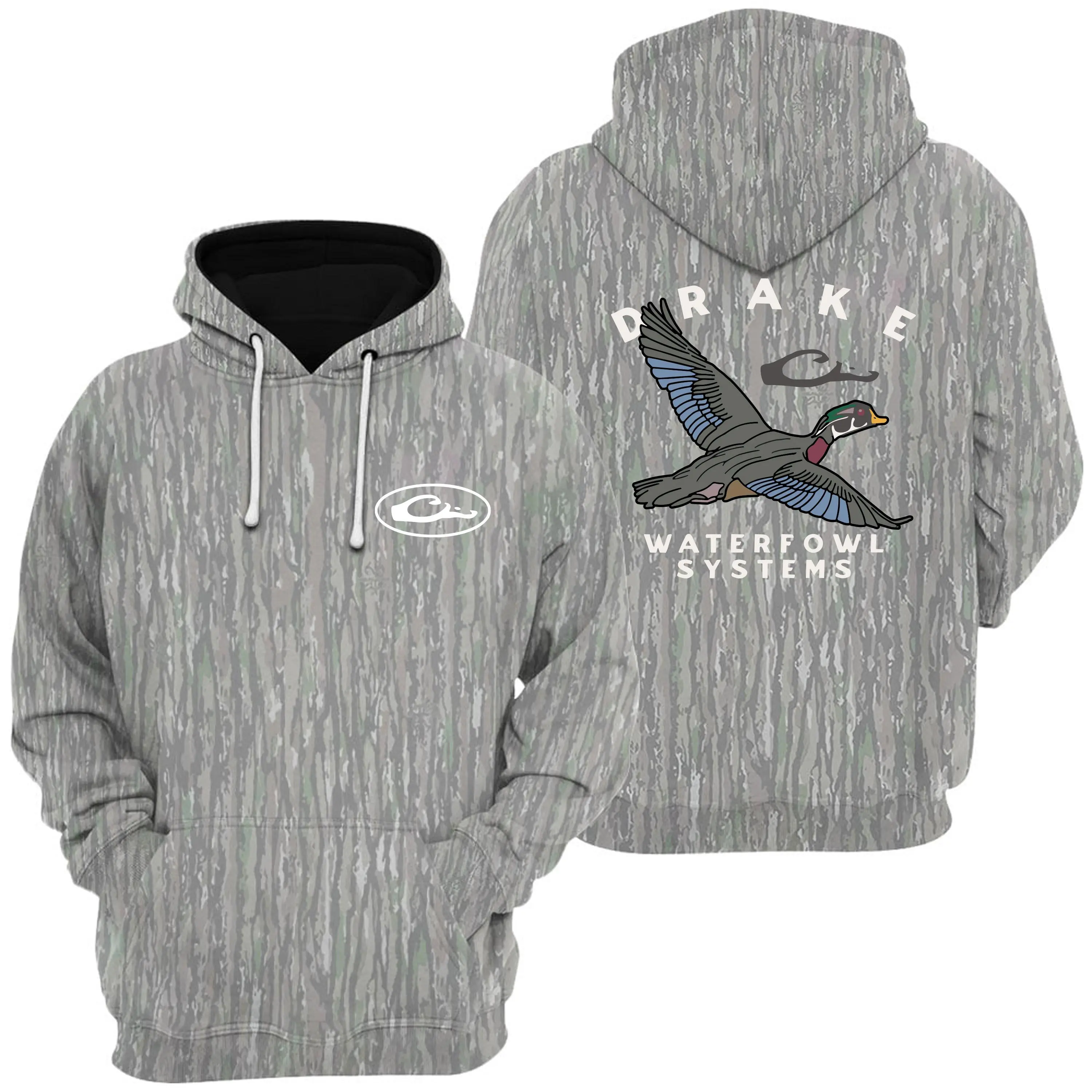 Drake Waterfowl Systems Camo Hoodie - Duck Hunting Camo Graphic for Waterfowl Hunters Cozy Cotton Hoodie Perfect for Outdoor