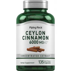 Piping Rock Ceylon Cinnamon Capsules 6000mg | 135 Count | Concentrated Herbal Extract Supplement | For Men and Women | Non-GMO, Gluten Free