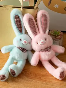 Dopamine Colorful Pull-Ear Rabbit Plush Toy, Soft Huggable Stuffed Animal Keychain, Cute Bunny Bag Charm, Ideal Gift for Girls & Boyfriends