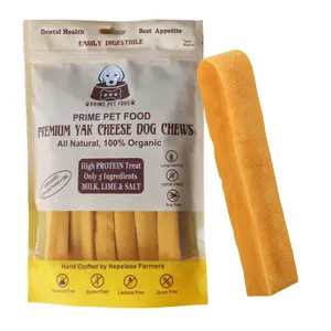 Prime Pet Food Premium Yak Cheese Dog Chews All-Natural 100% Organic High Protein Treat for Aggressive Chewers & Teething Puppies Dental Health Friendly Durable Long Lasting Entertainment - Healthy