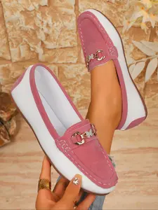 Women's Square Toe Loafers Slip-On Ballet Flats, Comfortable PU Leather Work Shoes, Fashion Office Footwear, All Seasons