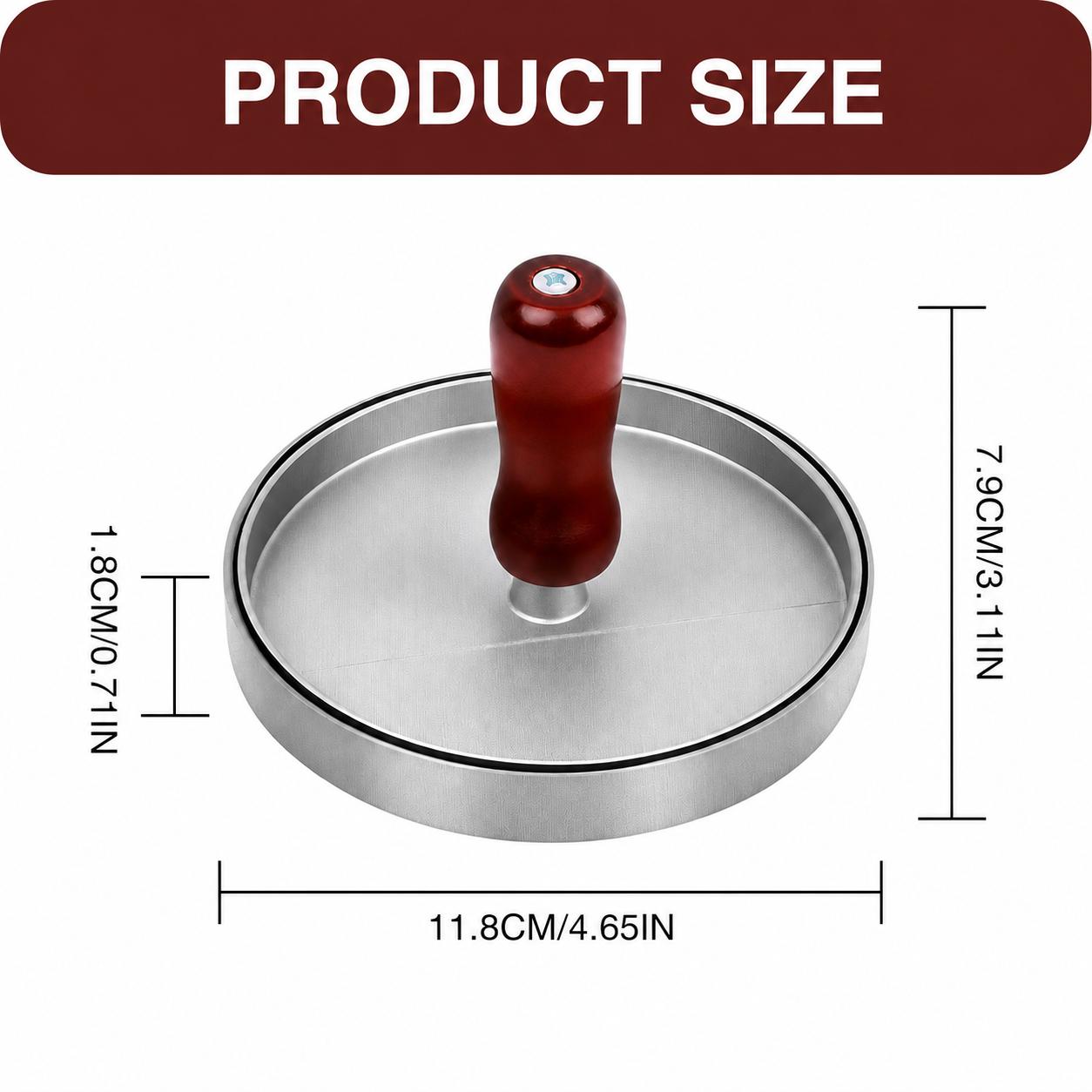 Non-Stick Handheld Round Burger Press Utensils - Thick, Smooth Patty Maker for Uniform Meat & Beef Forming, Essential Kitchen Tool for Home Cooking & Outdoor Grilling (Cheese Patty Compatible), 1 Pc, Home/Outdoor
