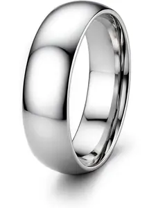 Stainless Steel Rings for Men & Women, 6mm 8mm Wedding Band, Elegant Everyday Ring, Silver Color, Domed High Polished, Comfort Fit Sizes 6-14, Metal Rings