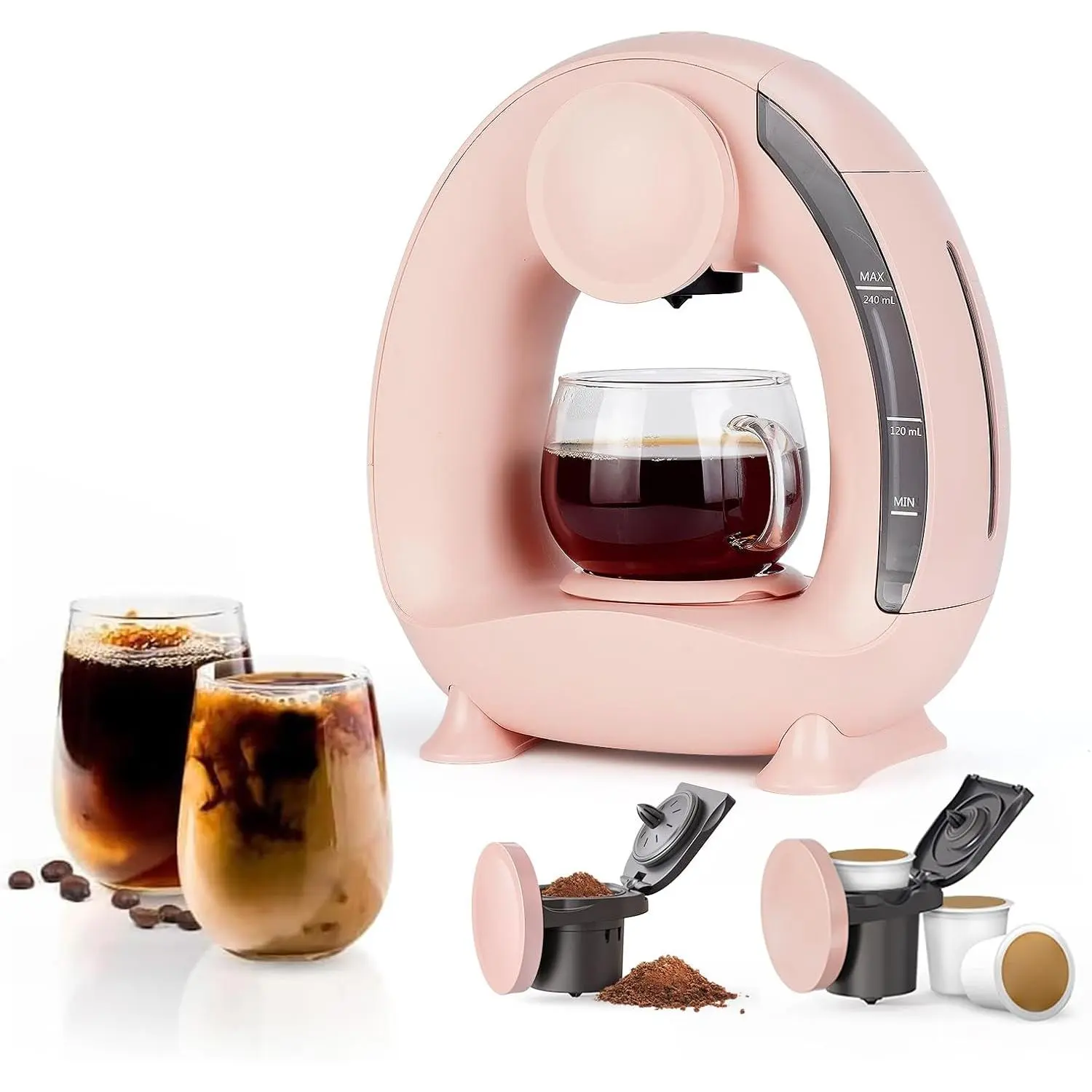 2-in-1 Soft & Quiet Dual Brew Coffee Maker - Compact Portable Single Cup Coffee Maker for Pods & Grounds, Auto-Off, 4-8oz Energy-Efficient Kitchen Appliance for RV & Daily Use, Tea-Compatible, Coffee Makers, Portable Coffee Machine