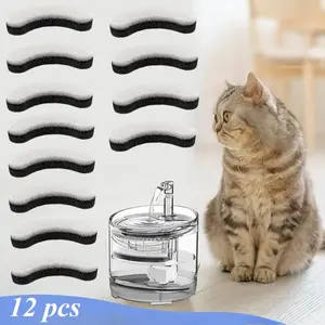12 Pack Universal Cat Water Fountain Filters Pre Filter Sponges, Premium Foam Replacement Filters Fit Most Automatic Pet Water Dispenser, Keep Fresh Clean Drinking Water for Cats Dogs Small Pets