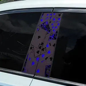 2-Pack B-pillar Blueflame Poker Rhythm-themed car sticker, hood decal, Car Decals, waterproof and scratch-resistant, suitable for all models - Audi, Honda, Mitsubishi, Ford, Volkswagen, BMW, Opel, Porsche sedans and SUVs, MPVs, Decal For Cars