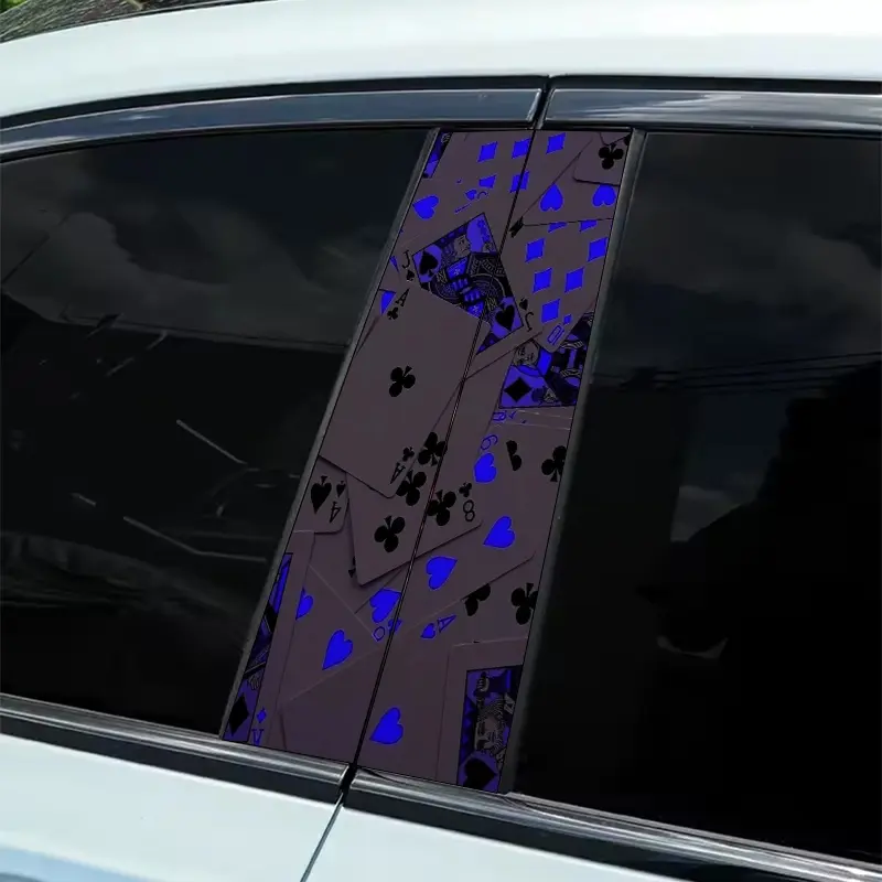 2-Pack B-pillar Blueflame Poker Rhythm-themed car sticker, hood decal, Car Decals, waterproof and scratch-resistant, suitable for all models - Audi, Honda, Mitsubishi, Ford, Volkswagen, BMW, Opel, Porsche sedans and SUVs, MPVs, Decal For Cars