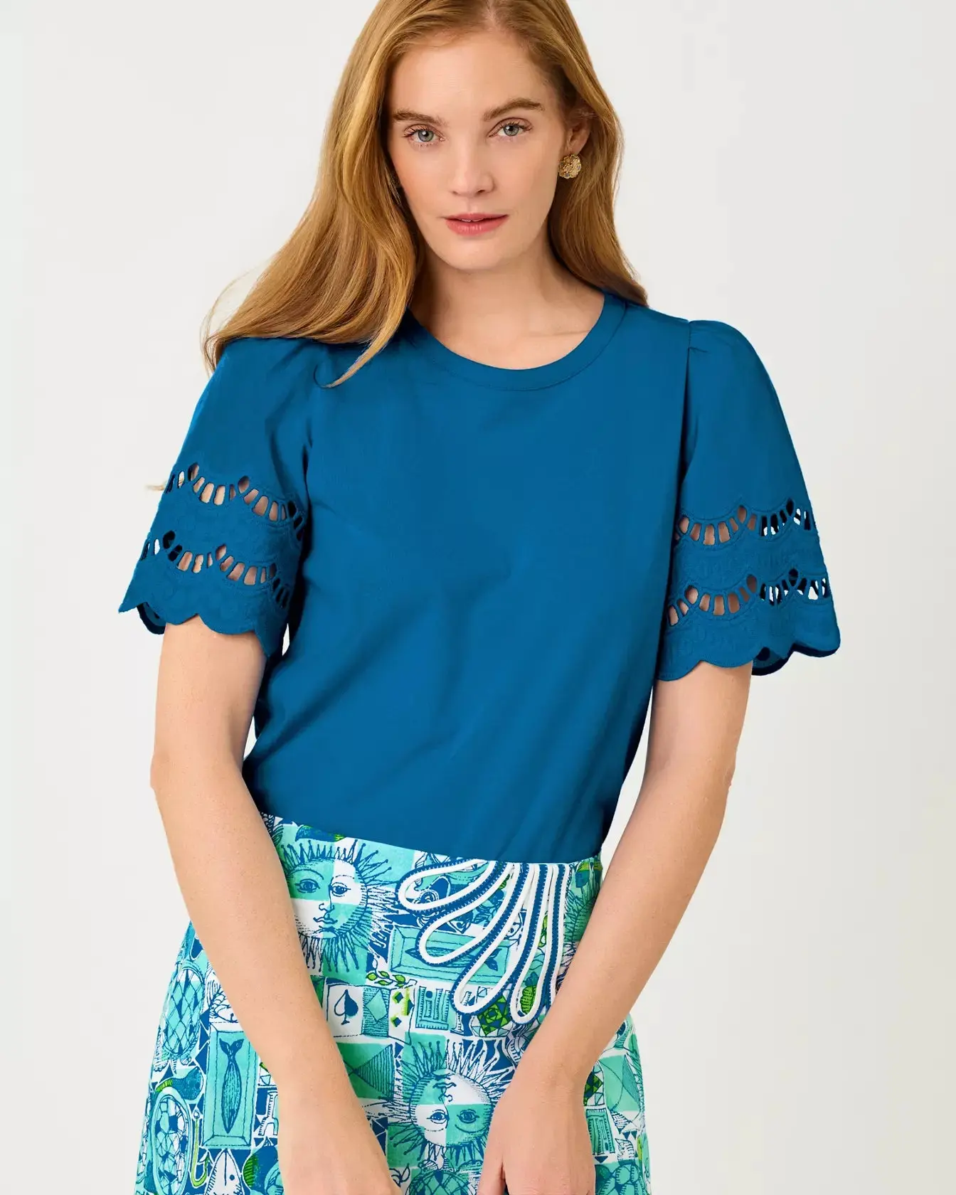 Lilly Pulitzer Sebene Eyelet Knit Top, Nassau Blue