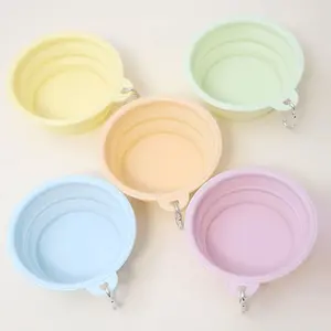 1Pc Foldable Pet Travel Bowl With Buckle, Portable Outdoor Water Food Feeder Bowl, Durable Camping Walking Pet Drink Bowl For Pets