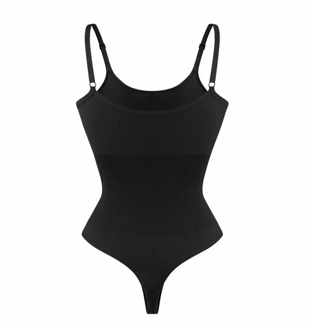Women's Solid Adjustable Strap Shapewear Bodysuit, Fall Wear, Fallfreshness 16 Colors Open Crotch Design Tummy Control Shaper, Ladies Body Shapewear for Fall