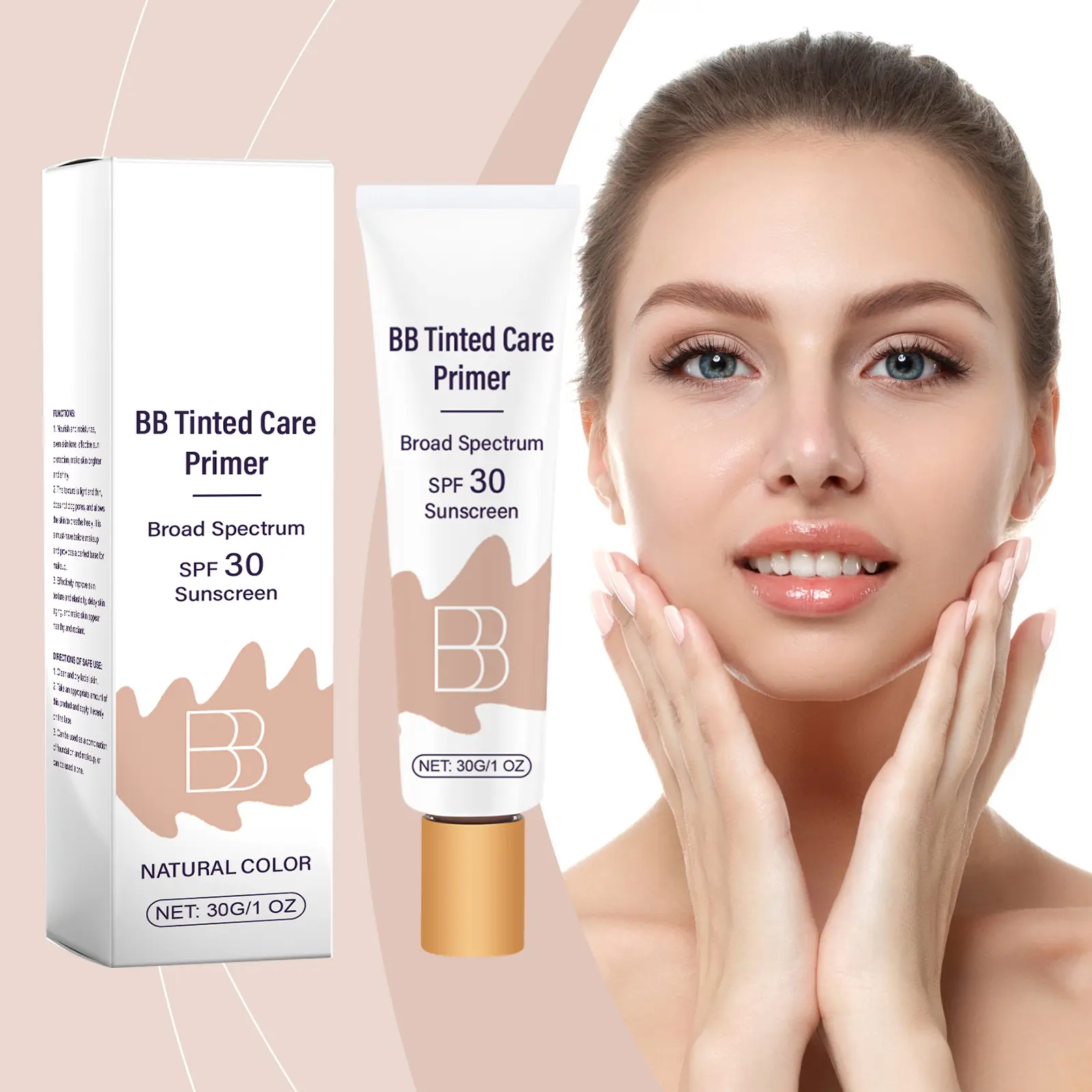 BB Tinted Moisturizer SPF 30, Full Coverage Light-Medium Skin Color Light Hydrating & Smoothing. (natural color)