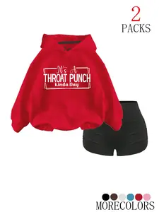 Cool Hoodie Set with High-Waisted Ruched Shorts, Loose Fit, Soft Fabric, Perfect for Fall & Winter, School & Club Wear, Womenswear