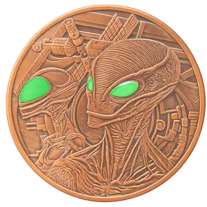 5 oz Copper Alien with Glow in the Dark Eyes with Acrylic Case