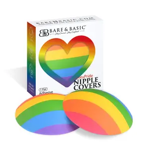 BARE & BASIC Rainbow LGBTQ Love & Pride Pasties Nipple Covers Discreet - Medical Grade, Seamless Edges, Gay Pride Flag Food Grade Lesbian Pride Silicone Boob Covers - Rave Pasties, Sexy Nipple Patches