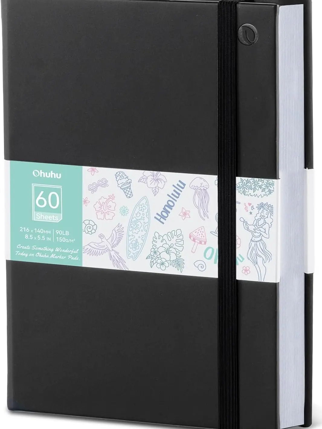 Ohuhu Marker Pads Art Sketchbook: 6.3"x6.3" / 5.5"x8.5" - 90 lb/150 gsm Smooth Drawing Paper - 60 Sheets/120 Pages - Double-Sided Bleedproof Hardcover Sketching Book for Alcohol Markers Paints - Marker Pad Series of Ohuhu