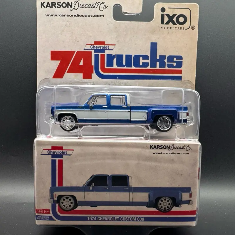 IXO Karson Diecast Exclusive 1974 Chevrolet Custom C30 Diecast Model Truck - Blue & White, 1:64 Scale, Limited Edition - Collectible Model