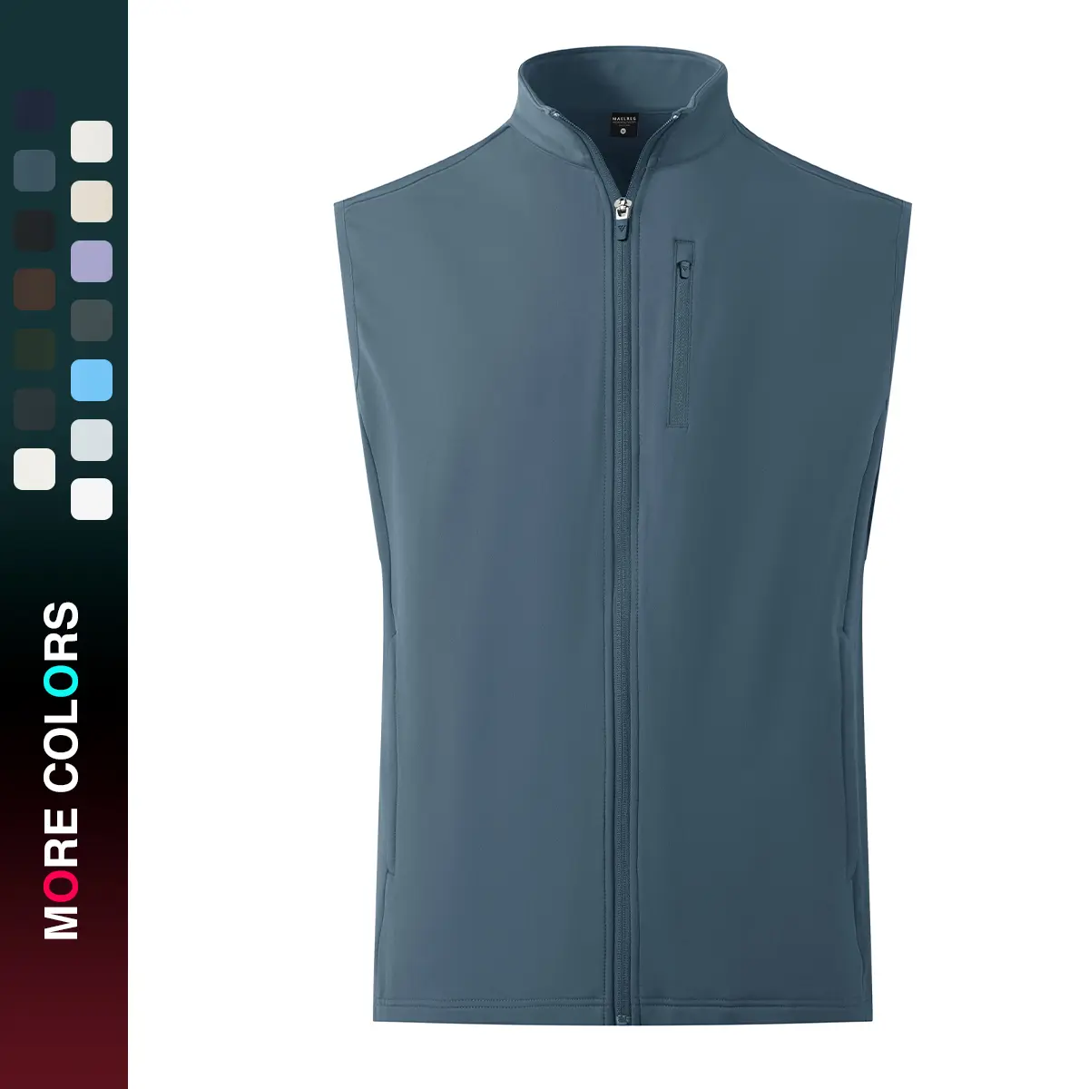 MAELREG Men's Vest Outerwear Golf Water-Resistant Performance Lightweight Fleece Vest for Men Sleeveless Lined Midlayer Casual Bluish Grey