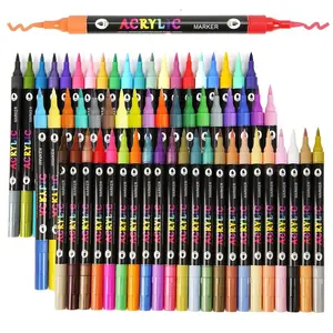 Acrylic Paint Marker Pen, 12/24/36pcs Double Tip Double Color Acrylic Paint Marker Pen, Art Supplies for Rock Painting, Wood, Canvas, Stone, Glass, DIY Craft Making, School Supplies, Dual Tip Marker, Acrylic Markers