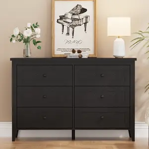 6 Drawer Dresser, Black Wooden Chest of Drawers for Living Room, Bedroom or Entryway 6 Drawer Dresser, Black Wooden Chest of Drawers for Living Room, Bedroom or Entryway