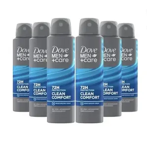Dove Men + Care Antiperspirant Deodorant Spray 6 Pack 72H Protection Long Lasting Clean Comfort 5 oz Each 150ml Sweat Control Deo