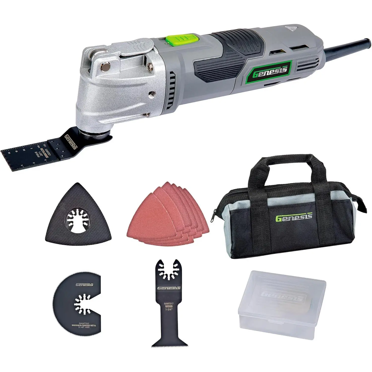 GMT35T Oscillating Tool 3.5 Amp with 3.7° Oscillation Angle 6 Variable Speeds 16-Piece Accessory Set for Home Repair and Craft Projects