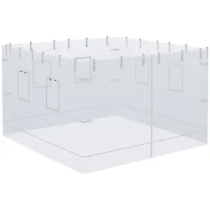 Outsunny Pop up Canopy Walls, Universal Replacement Netting, Set of 4 Mesh Screen Sidewalls, Patio Netting with 6 Service Windows and 1 Door for 10' x 10' Canopy Tent, White