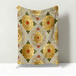 1 Pack Vintage Floral Pattern Flannel Blanket, HD Digital Single-Sided Print Ultra Soft Plush Throw Blanket, Warm Cozy Multipurpose Blanket for Couch, Bed and Travel, Ideal All-Season Gift Blanket