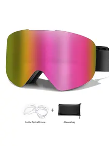 Ski Goggles with Uv400 Protection, Anti-Fog, Interchangeable Magnetic Lenses, OTG-Friendly, Frameless Design, Snowboarding Gear for Men & Women