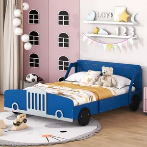 [Bellemave]Twin/Full Size Car-Shaped Platform Bed with Wheels