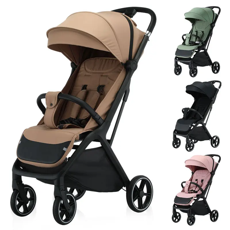 One-click Folding Lightweight Foldable Baby Stroller with 6.5" Front Wheels & 8" Rear Wheels - Perfect for Travel, Shopping & Daily Walks, Ergonomic Design, Aluminum Alloy Frame