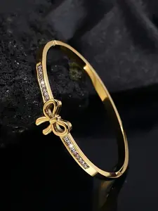 1 light luxury and elegant zircon bow bracelet, 304 stainless steel women's fashionable Non Tarnish bracelet, suitable for daily party jewelry, giving people the perfect gift