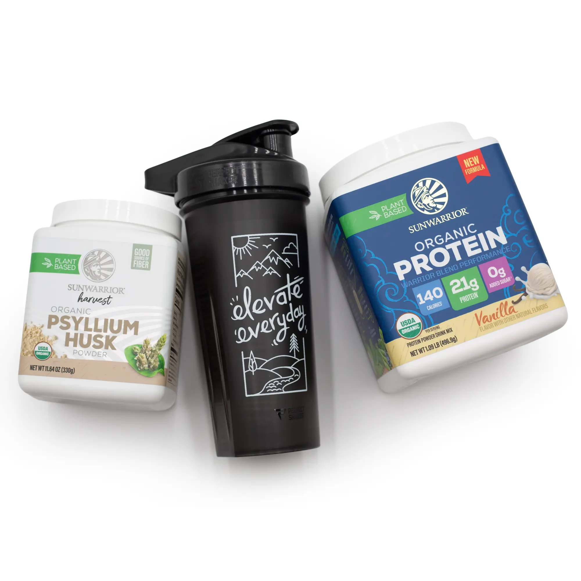 Sunwarrior Warrior Blend Protein + Psyllium Husk Fiber Daily Wellness Duo – Fitness Supplement for Muscle Recovery, Gut Health, and Digestion Support