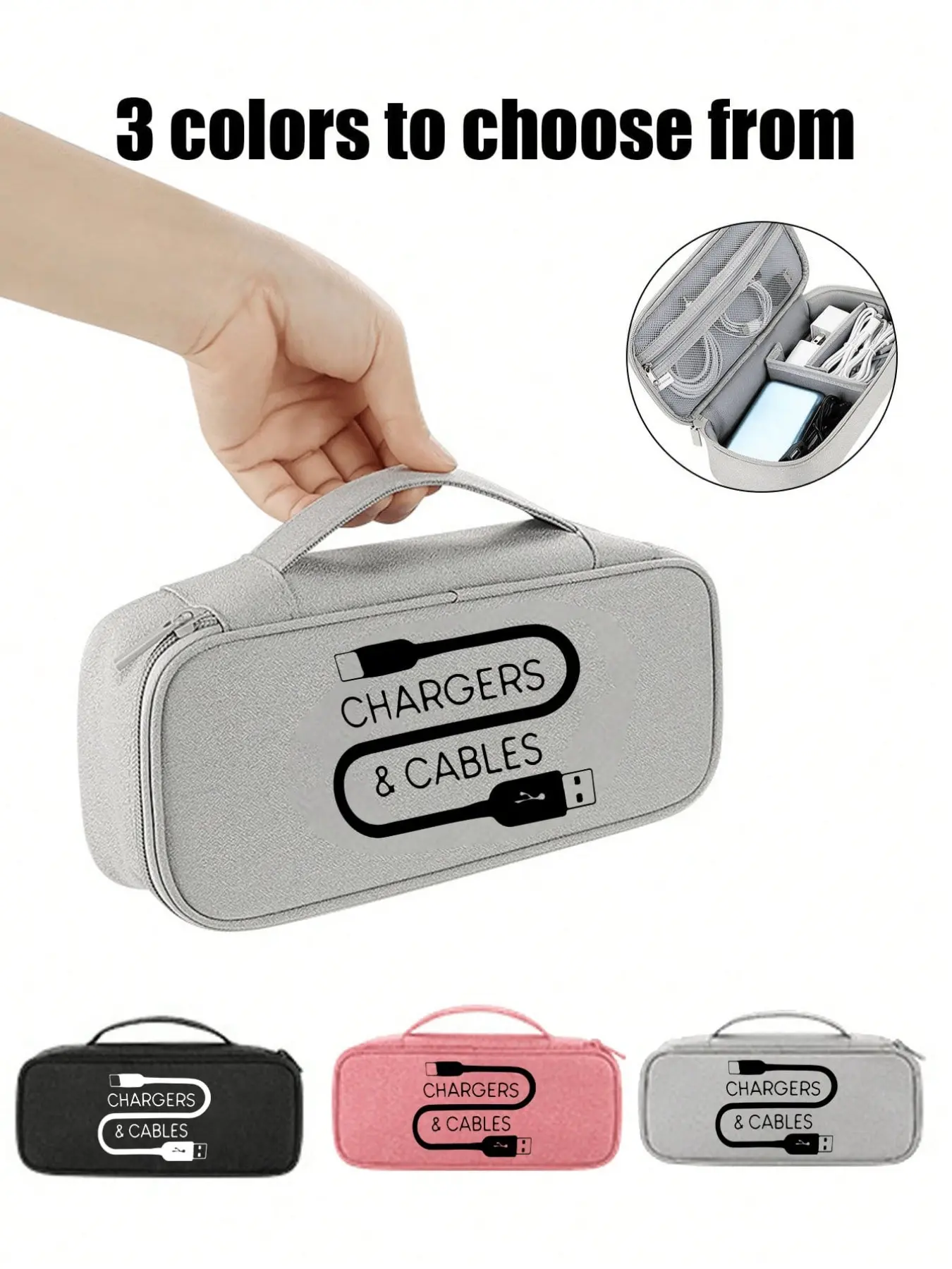 Electronic storage bag, Travel essentials carryall, travel storage bag, Travel bag organizer, multi-compartment digital storage bag with zipper, suitable for charging cables, external hard drives, power banks, for business travelers